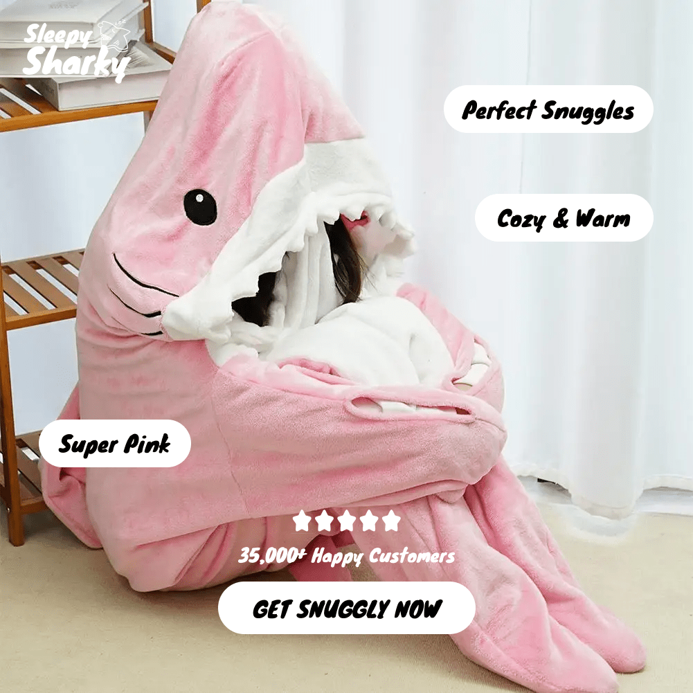Original Sleepy Sharky™ Comfy Oversized Blankie Shark Blanket - Pink